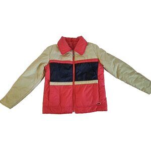 Boys Girls Unisex Vintage Puffer Jacket Ski Snowmobile Hot Cider Red Beige XL